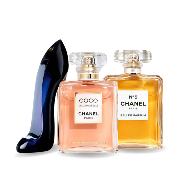 Set de 3 perfumes Good Girl, Coco Madeimoselle, Chanel Nº5 100ml
