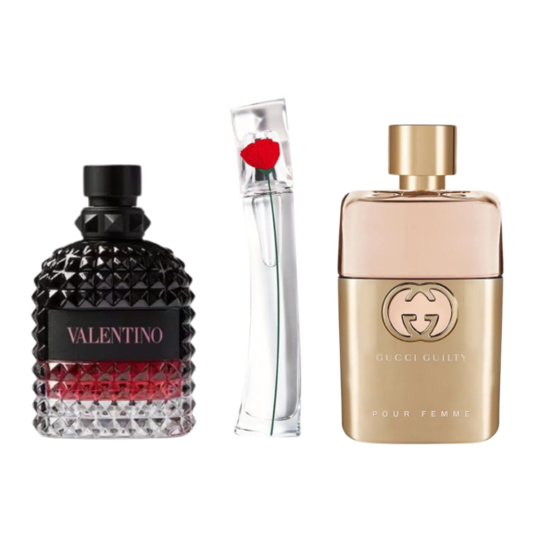 Set de 3 perfumes  Gucci Guilt, Valentini Intense, Flower Kenzo 100ml