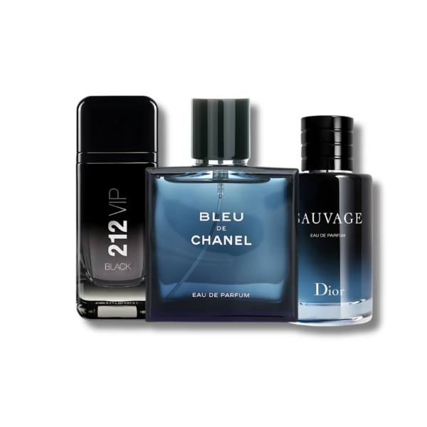 Set 3 Perfumes  Sauvage, Bleu de chanel e 212 VIP Black  -  100ml
