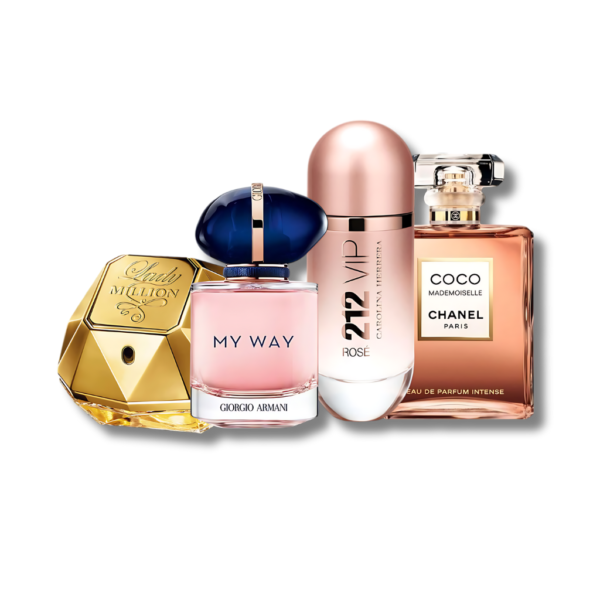 Set 4 Perfumes Lady Million, 212 VIP Rosé, My Away e Mademoiselle  100ML